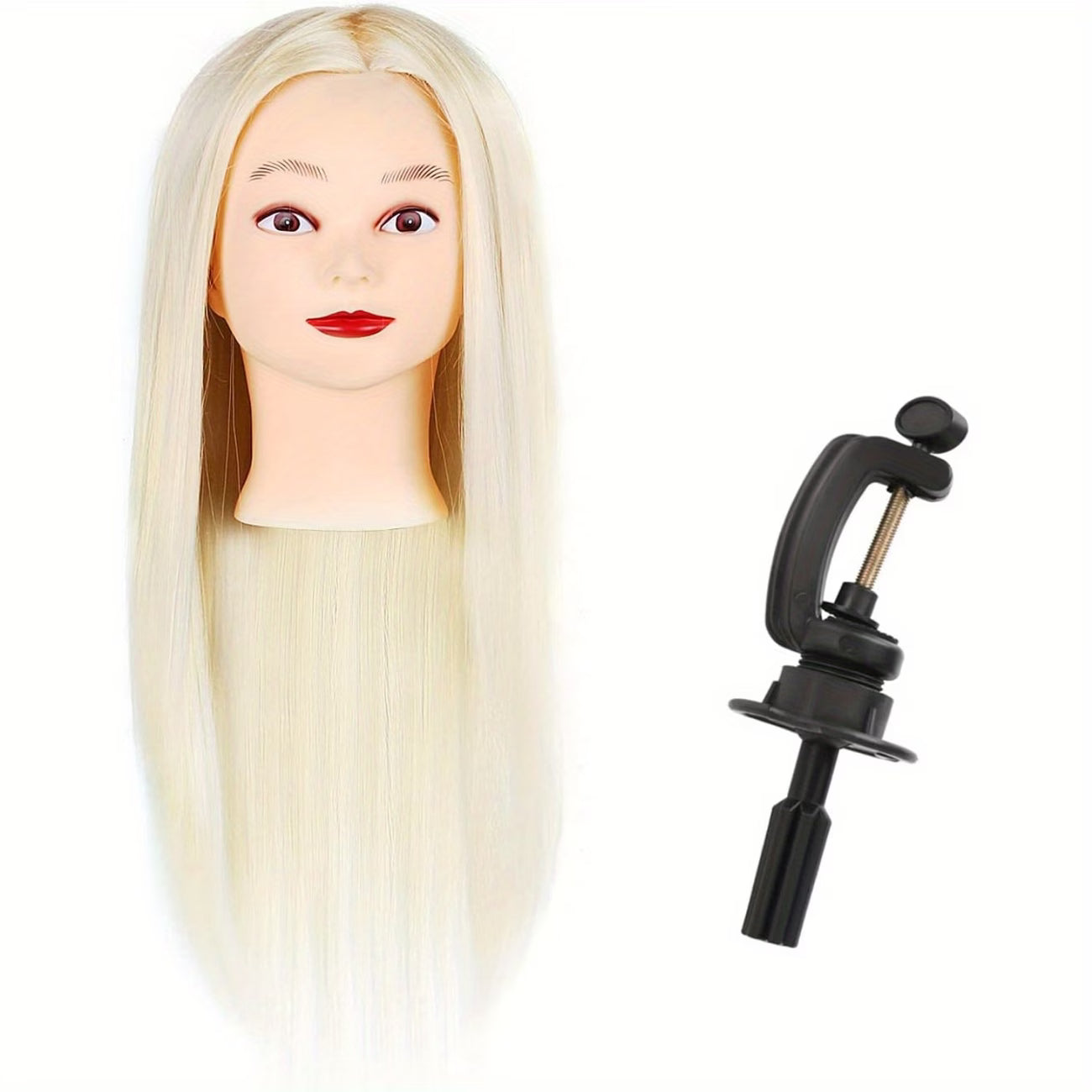 24 Inch Hairdressing Training Mannequin Head with Clamp – Cosmetology Styling Practice Doll