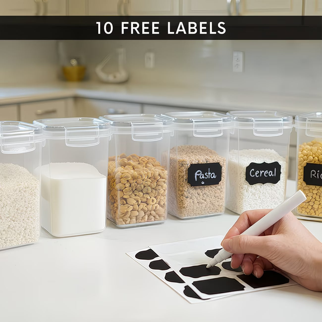 Airtight Food Storage Containers Set of 10 – BPA-Free Leakproof 4-Way Lock Lids for Dry Food-8