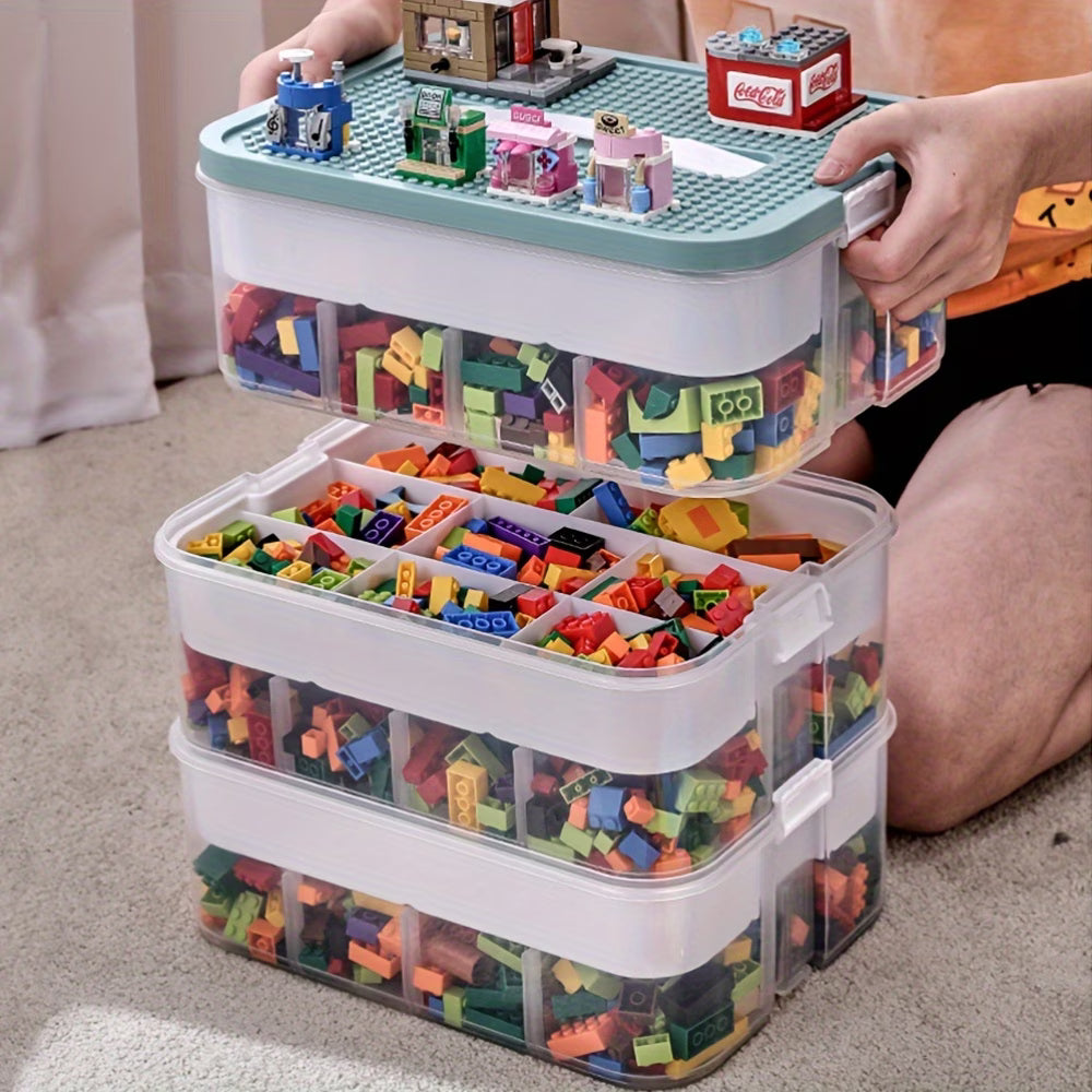 3 Tier Plastic Storage Organizer Box with Dividers Clear Craft Beads Jewellery Toy Storage Container-7