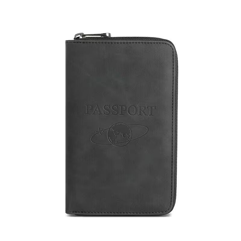 RFID Blocking Passport Holder Travel Wallet PU Leather Organizer for Cards Tickets ID-7