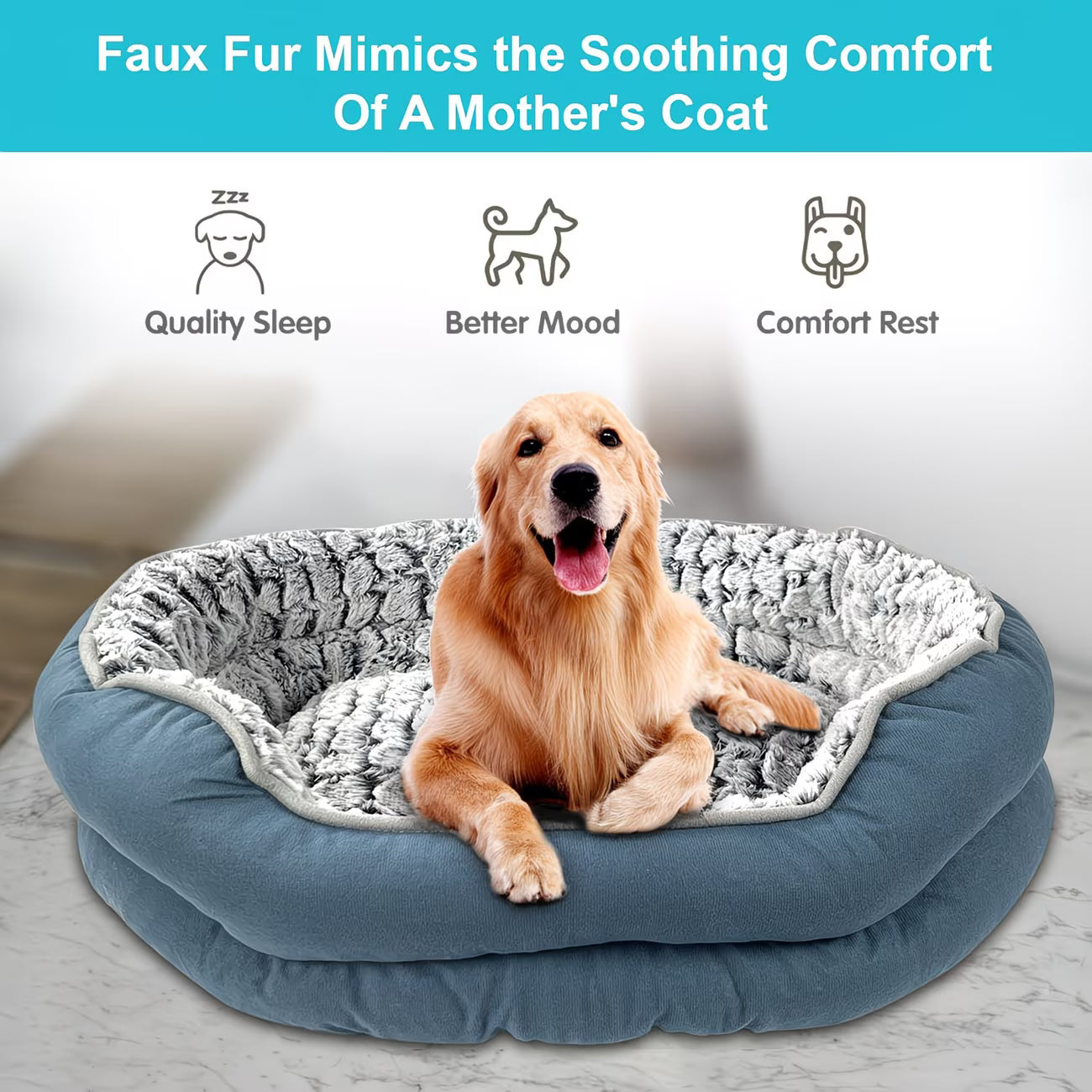 Plush Donut Dog Bed with Non-Slip Base – Soft Faux Fur Pet Bed, Machine Washable, Multiple Sizes-5