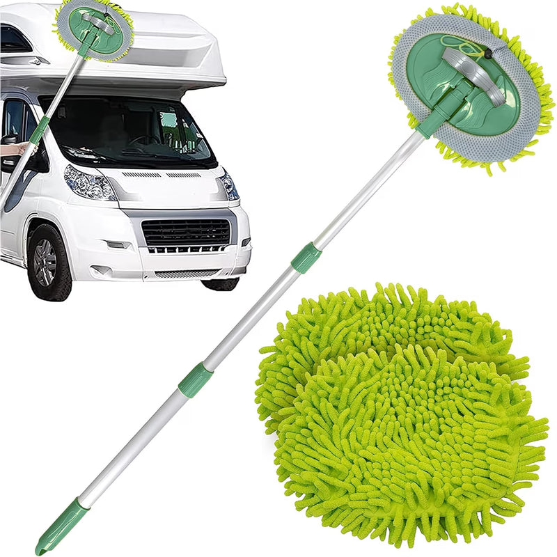 TANNESS Caravan Car Wash Mop Kit – Extendable Handle, Scratch-Free Microfibre Mop with 2 Heads-1