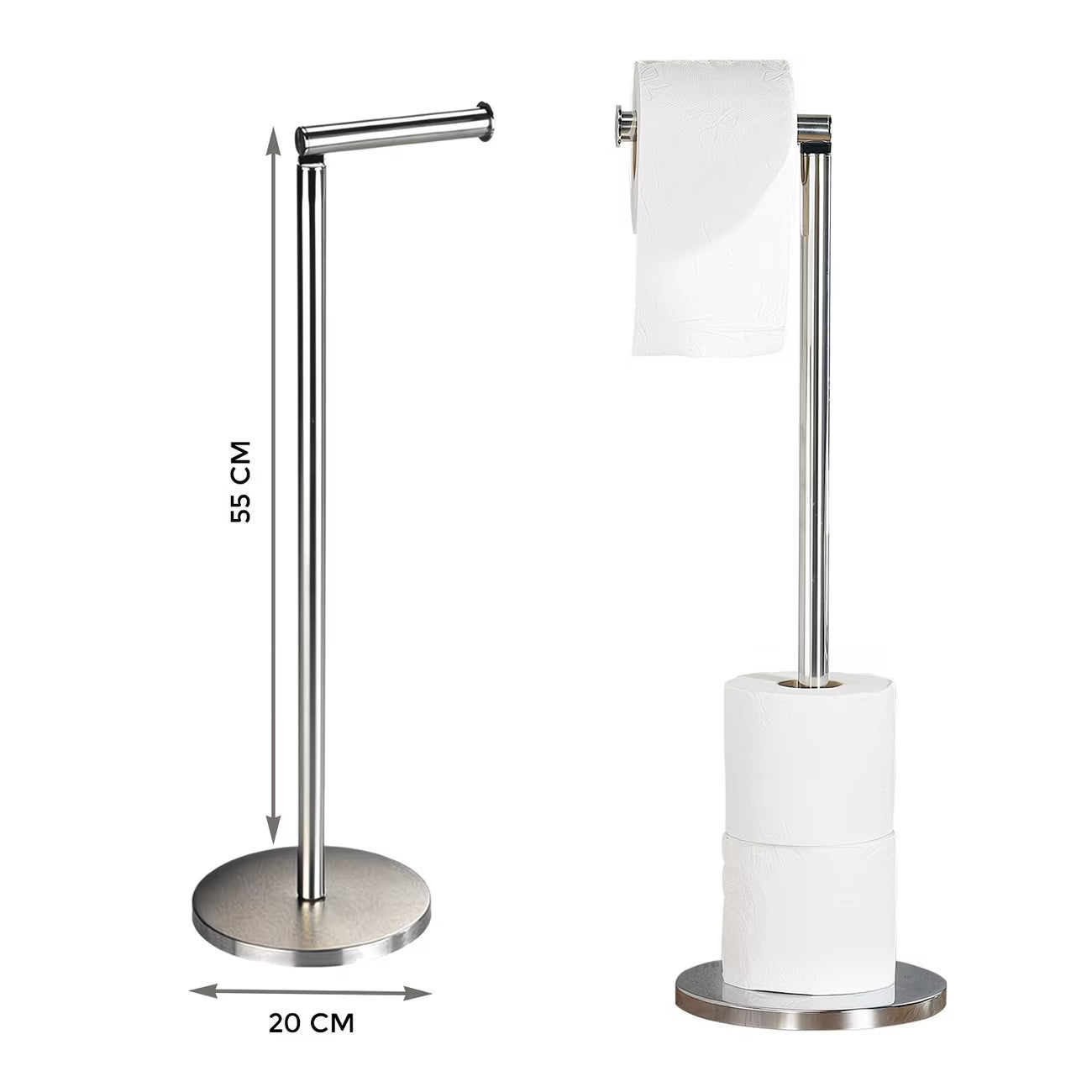 Free Standing Toilet Roll Holder with Storage – 2-in-1 Stainless Steel Toilet Paper Stand-3