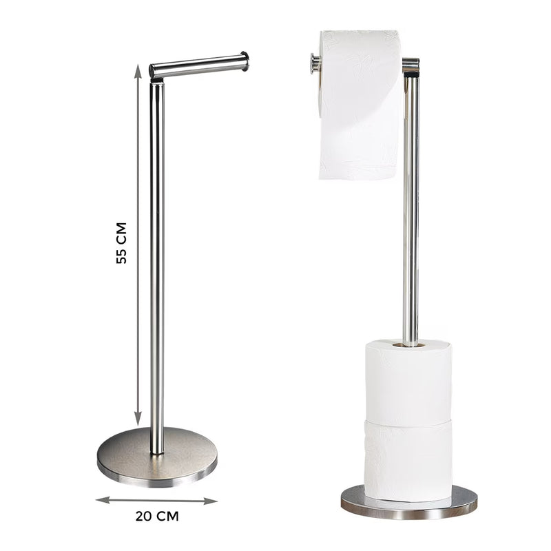 Free Standing Toilet Roll Holder with Storage – 2-in-1 Stainless Steel Toilet Paper Stand-3