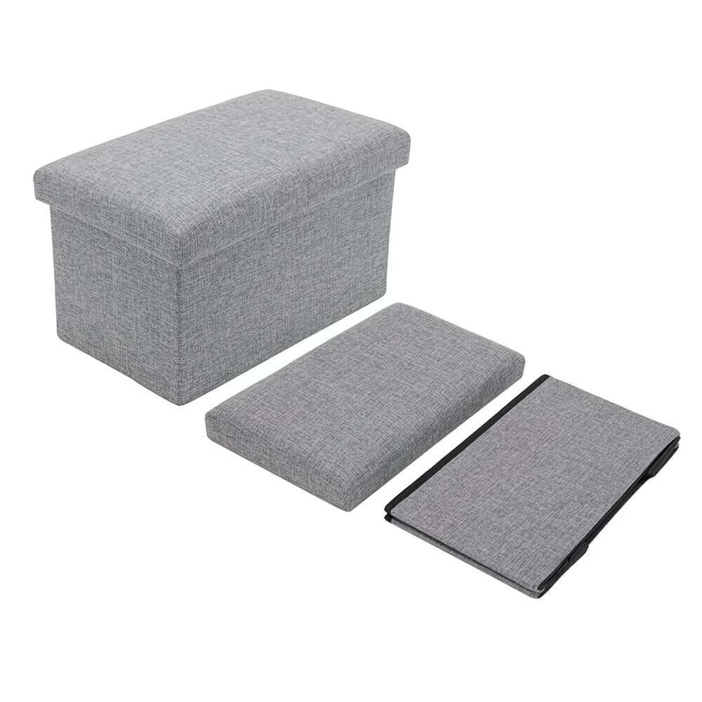 Folding Storage Footstool Ottoman with Lid – Multifunctional Seat & Shoe Bench Storage Box for Bedroom, Hallway & Living Room-6