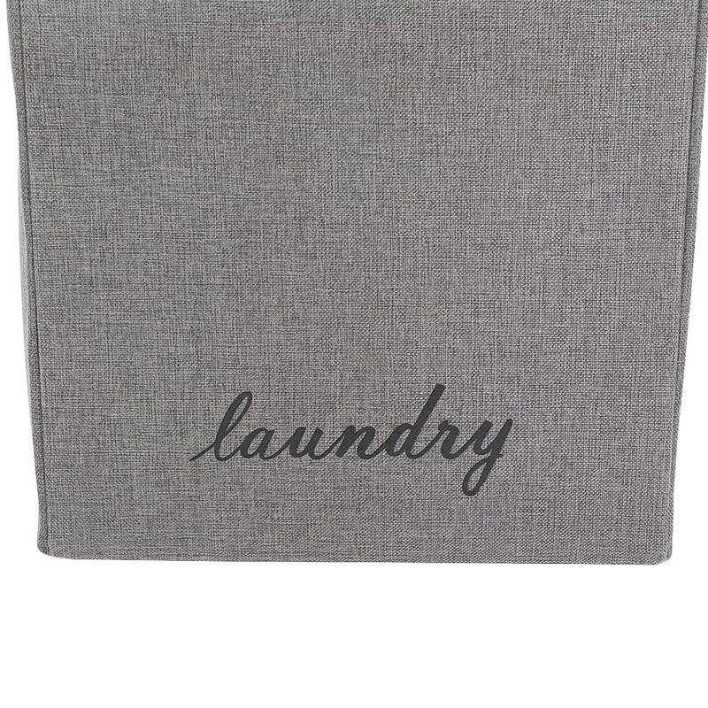 Large Fabric Laundry Basket with Lid – Grey Linen Storage Hamper with Handles-10