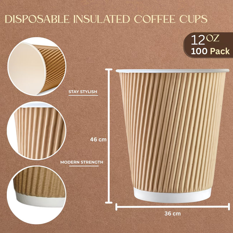 STL Disposable Ripple Coffee Cups – Triple Wall Insulated Leakproof Paper Cups for Hot Drinks-7