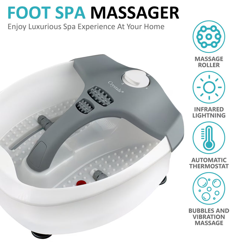 Foot Spa Massager with Heat, Bubbles & Infrared Light – Vibration Rollers for Tired Feet-2