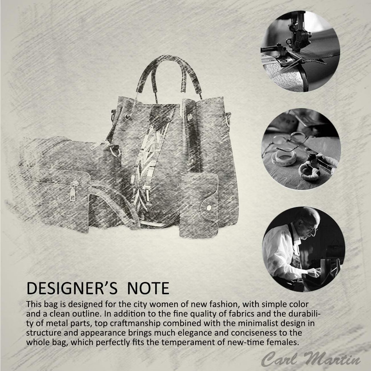 4 Piece Women Handbag Set Faux Leather Tote Shoulder Crossbody Bag Purse Wallet Card Holder-23