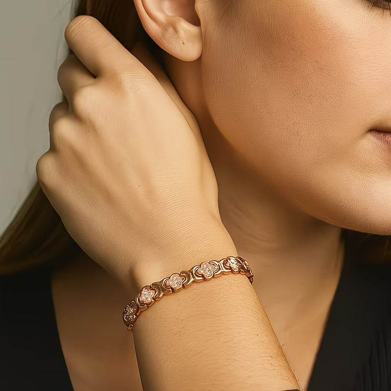 Women’s Magnetic Copper Bracelet – Rose Gold Plated Adjustable Vintage Bracelet with 3500 Gauss Magnet, Elegant Gift for Her-2