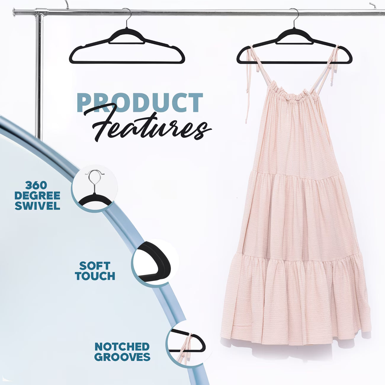 Utopia Home Velvet Hangers 20 Pack – Non-Slip Slim Clothes Hangers with 360° Swivel Hook-5