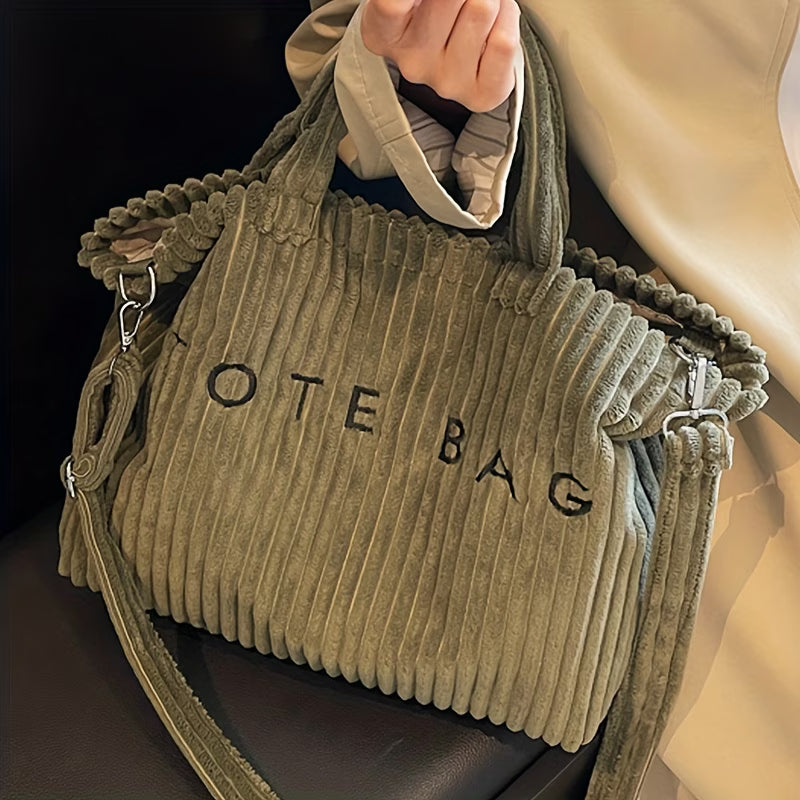 Women Large Capacity Shoulder Tote Bag Soft Solid Color Handbag with Adjustable Strap-4