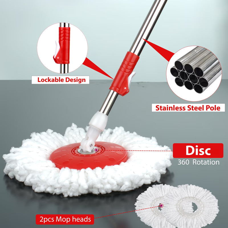 360° Spin Mop & Bucket Set with Wringer – Easy Wring Floor Cleaning System, Reusable Microfiber Mop Heads for Home, Bathroom & Kitchen-4