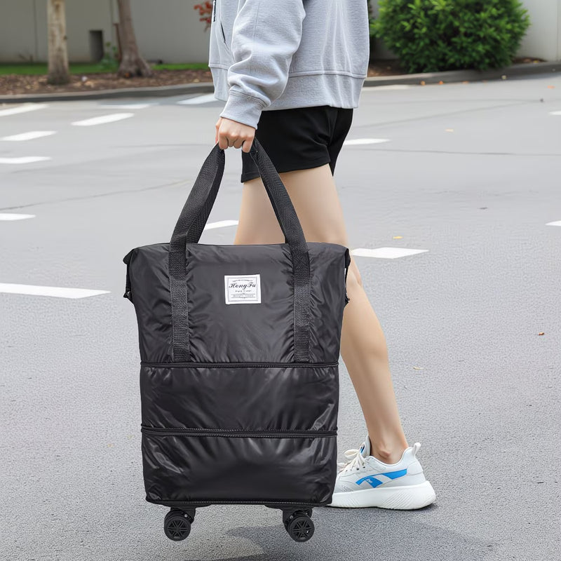 Expandable Rolling Duffel Bag with Detachable Wheels – Foldable Travel Bag with 360° Spinner Wheels, Wet & Dry Compartment, Carry-On Luggage for Men & Women-39
