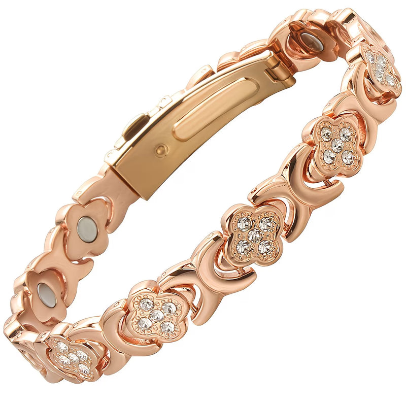 Women’s Magnetic Copper Bracelet – Rose Gold Plated Adjustable Vintage Bracelet with 3500 Gauss Magnet, Elegant Gift for Her-6