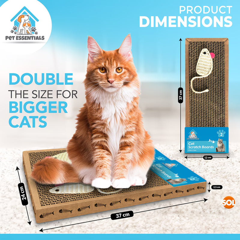 2 Pack Cat Scratcher Pads – Cardboard Cat Scratch Boards with Mouse Design for Indoor Cats & Furniture Protection-3