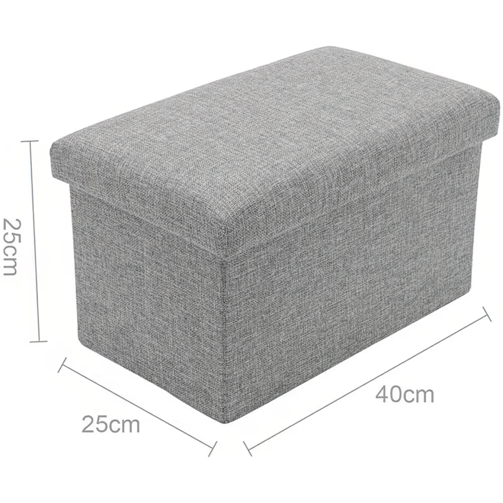 Folding Storage Footstool Ottoman with Lid – Multifunctional Seat & Shoe Bench Storage Box for Bedroom, Hallway & Living Room-3