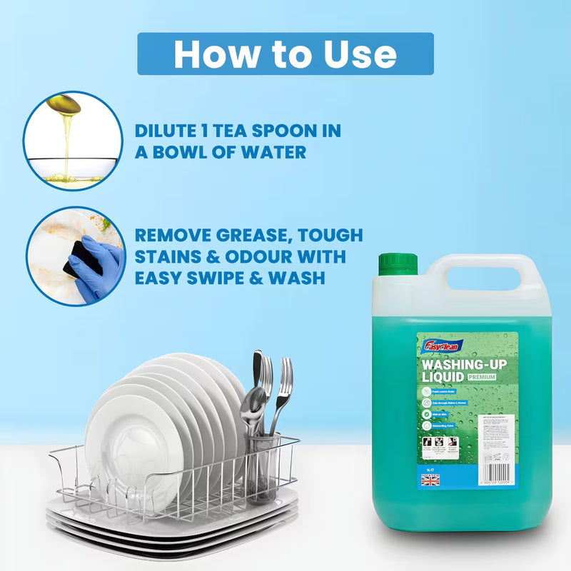EasyClean Washing Up Liquid 5L Refill – Lemon Non-Bio Dish Wash Cleaner for Kitchens-6