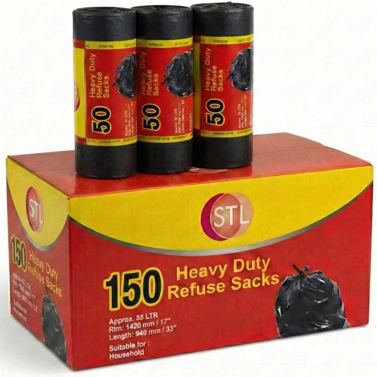 Extra Strong Heavy Duty Black Bin Liners – Durable Garbage Bags for Waste, Rubbish & Refuse Disposal-7