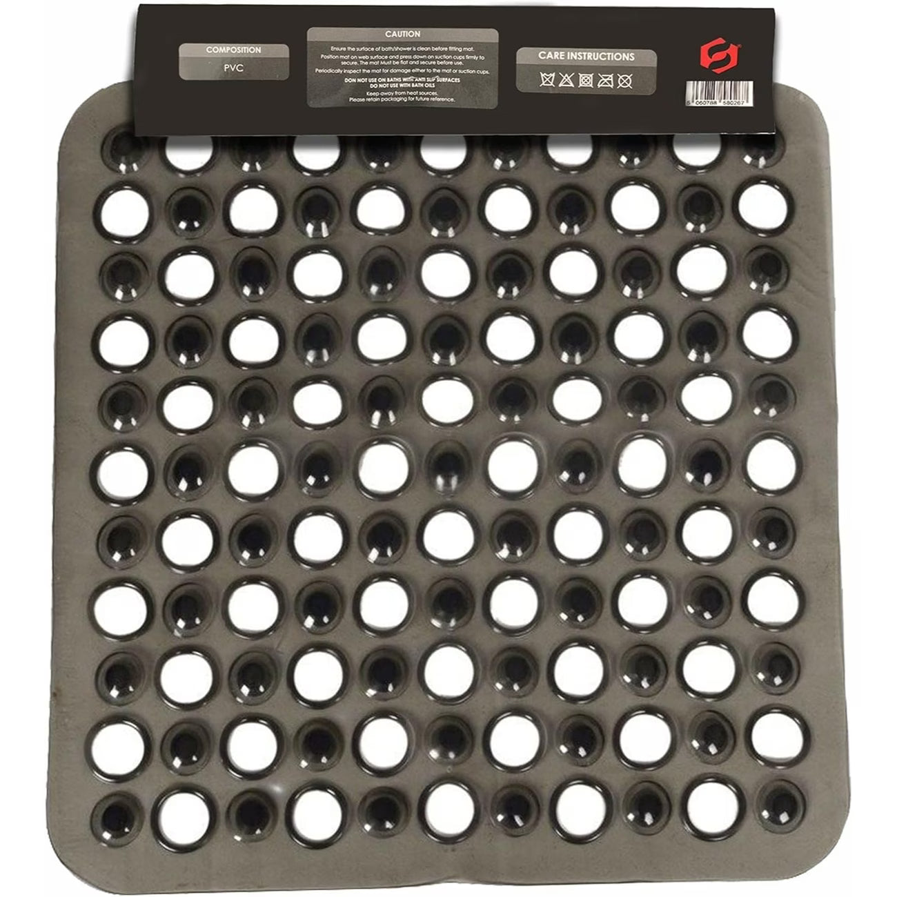 Square Anti-Slip Shower Mat with Suction Cups – Non-Slip Bath Mat for Walk-In Shower Tray with Drain Holes