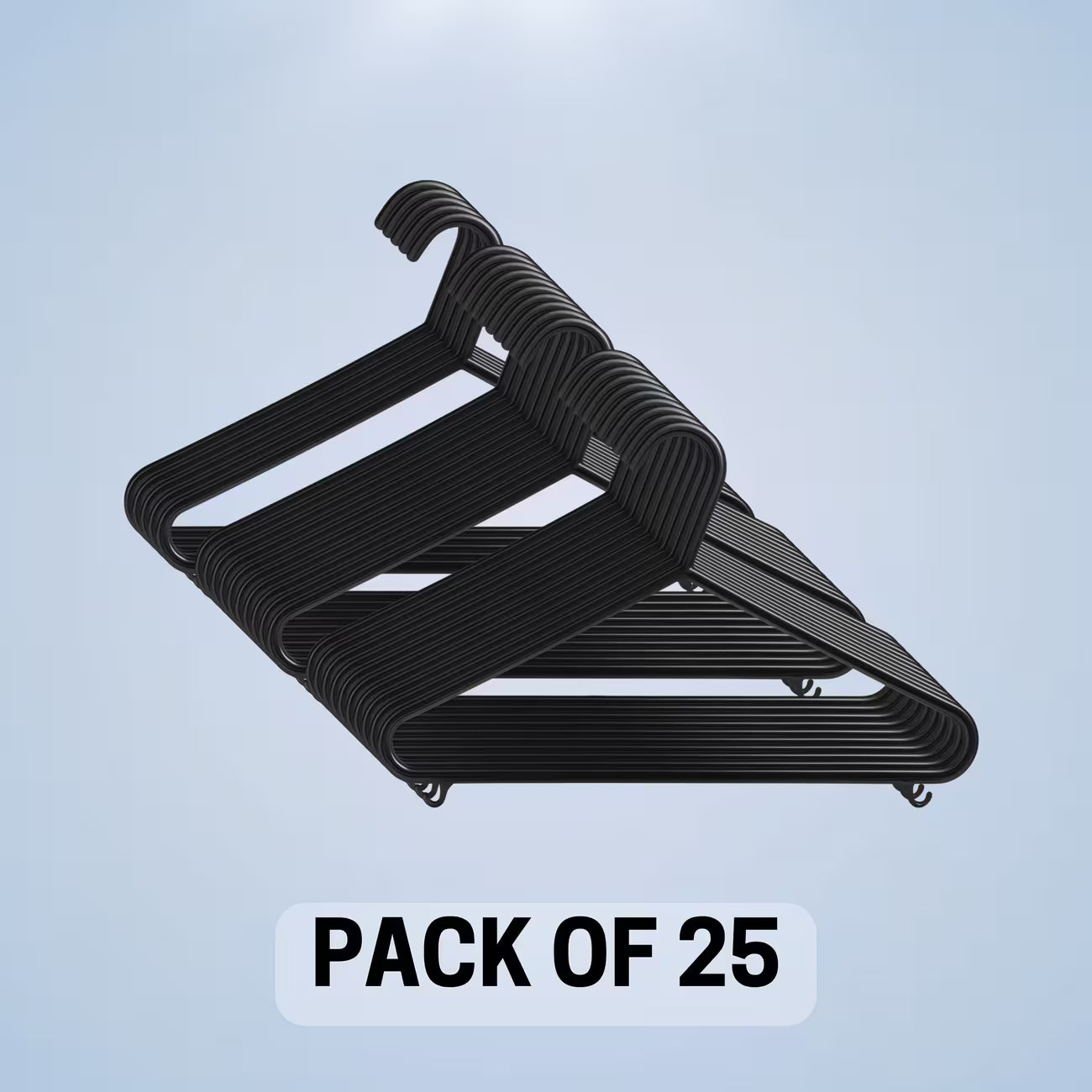 Black Heavy-Duty Plastic Clothes Hangers with Hooks – Pack of 25 Durable Space-Saving Adult Coat & Shirt Hangers-1