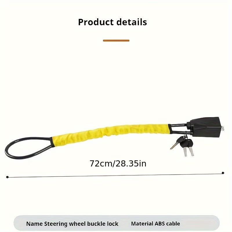Heavy Duty Car Steering Wheel Lock Anti Theft Braided Steel Cable Security Lock with Key-3