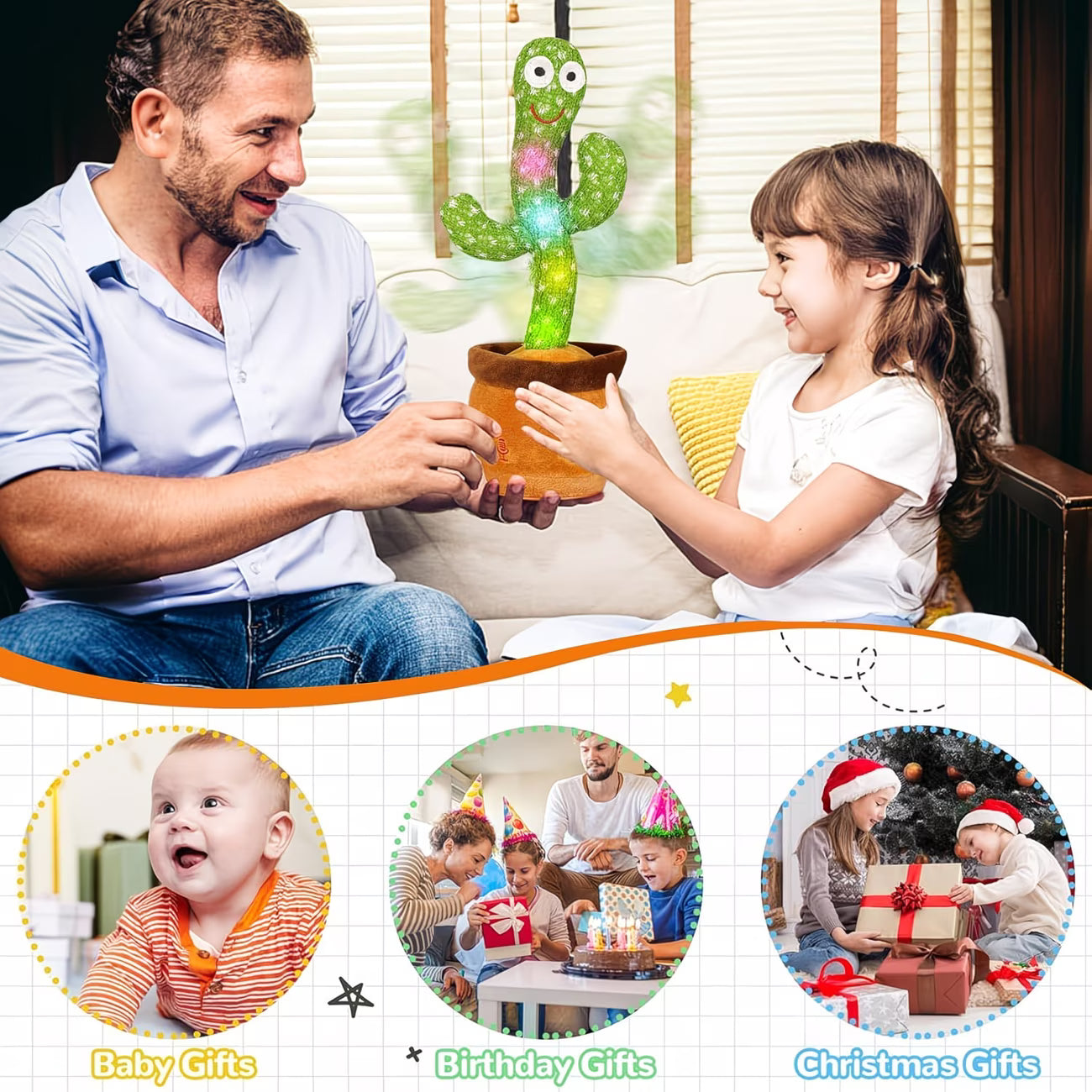 Dancing & Talking Plant Toy with Lights – Singing, Repeating Interactive Toy, Rechargeable Battery, Fun Christmas & Birthday Gift-4