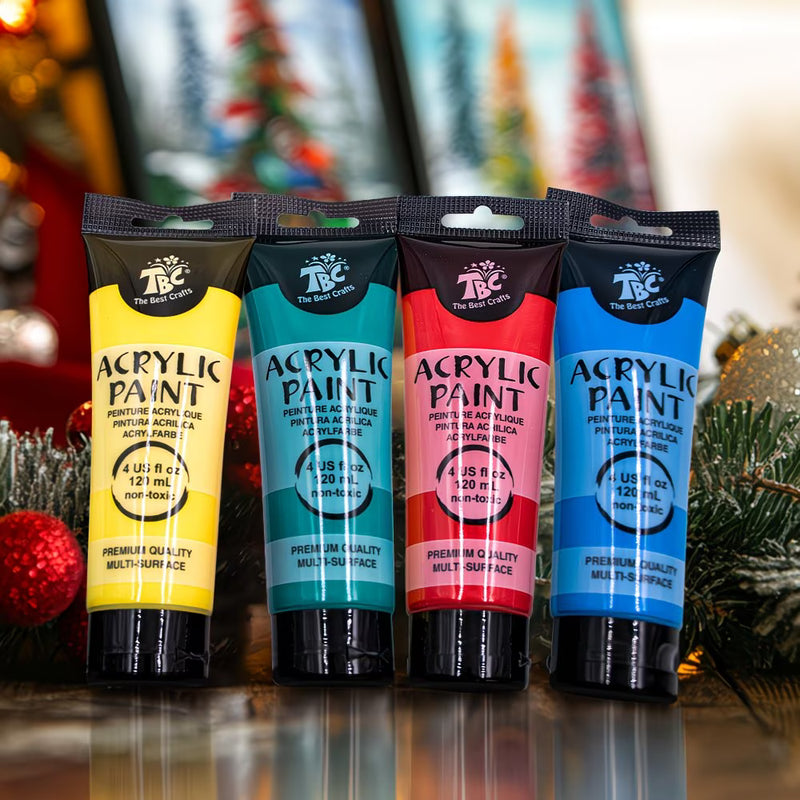 Acrylic Paint Set 12 x 120ml Tubes with 3 Brushes – Vibrant Multi-Surface Paints for Canvas, Wood, Glass & Crafts-5