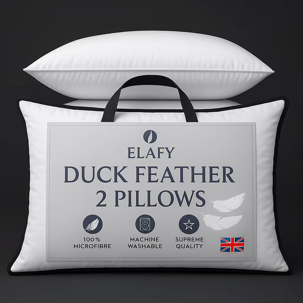 Duck Feather & Down Pillows – Extra Filled Hotel Quality 19x29” Microfiber Cover-1