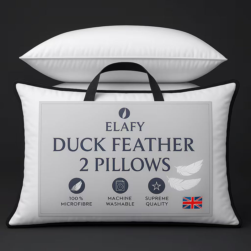 Duck Feather & Down Pillows – Extra Filled Hotel Quality 19x29” Microfiber Cover-1