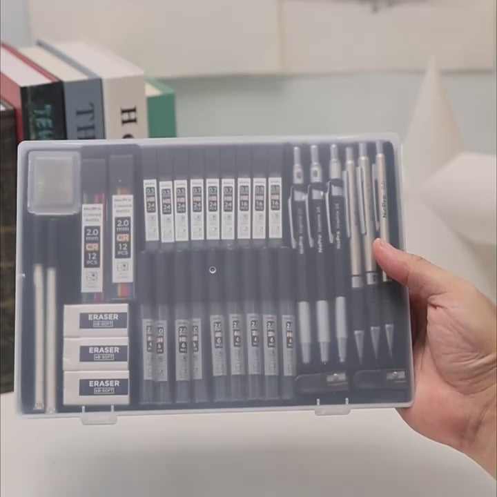 Professional Mechanical Pencil Set – 6pcs Drafting & Sketching Kit (0.5, 0.7, 0.9mm + 2mm Lead Holders) with 20 Tube Lead Refills for Art, Drawing & School-2