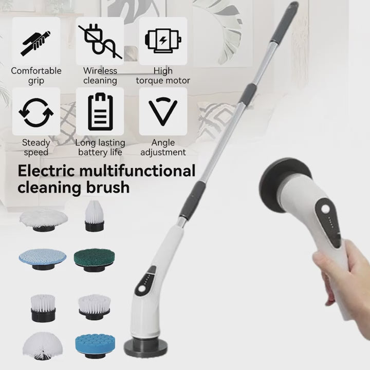 9-in-1 Cordless Electric Spin Scrubber with 8 Brush Heads & Handle for Bathroom Tile Floor Car-2