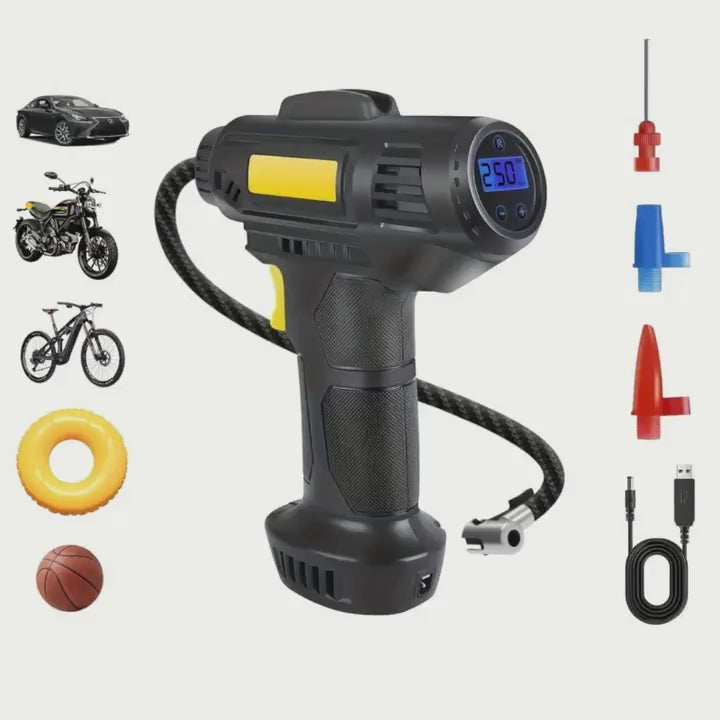 Cordless Tire Inflator Air Pump Portable Compressor with Digital Gauge LED USB-C for Car Bike-2