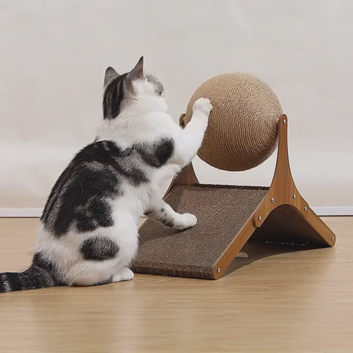 Sisal Cat Scratching Ball Toy with Rotating Ferris Wheel Base – Interactive Cat Scratcher & Play Tower for Indoor Cats-2
