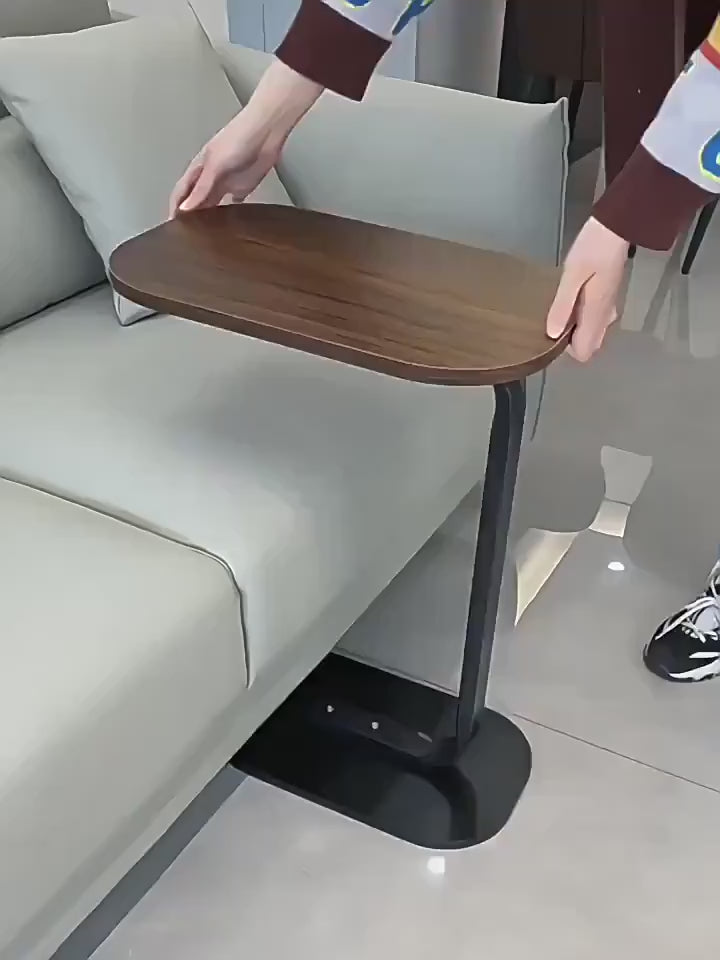 C Shaped Side Table for Sofa Bedside End Table Metal Frame Small Coffee Laptop Table Living Room-2