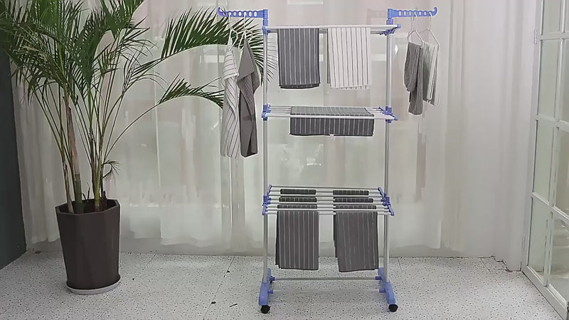 4 Tier Foldable Laundry Airer Rack – Adjustable Stainless Steel Clothes Dryer with Wheels, Heavy Duty Indoor & Outdoor-2