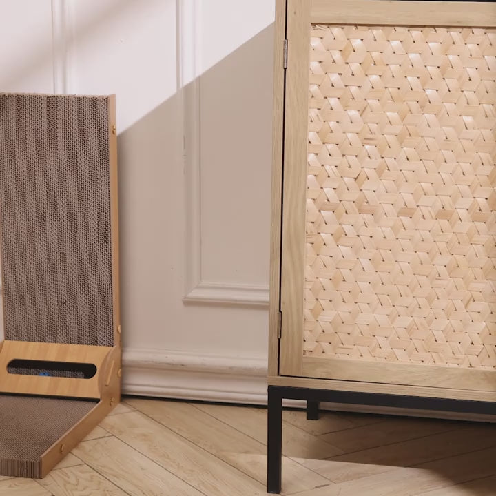 L-Shaped Cat Scratching Tower 60cm – Multi-Angle Vertical & Horizontal Scratch Post with Lounge Platform for Adult Cats-2