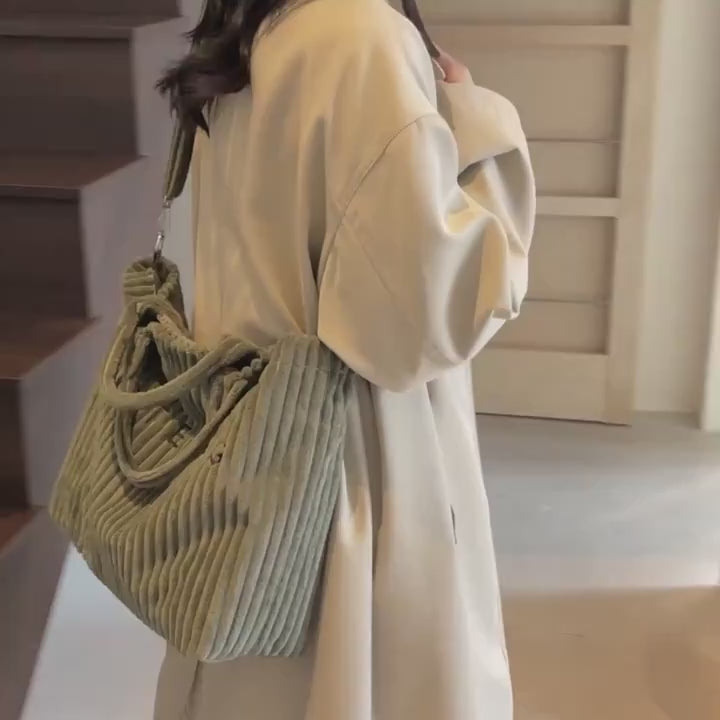 Women Large Capacity Shoulder Tote Bag Soft Solid Color Handbag with Adjustable Strap-2